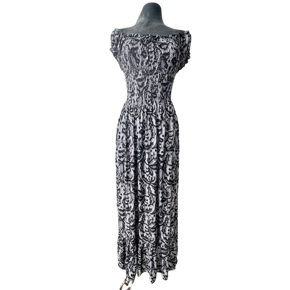 Off Shoulder Maxi Dress Black and White
